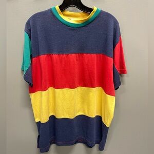 Vintage Colorful Striped Short Sleeve Tee